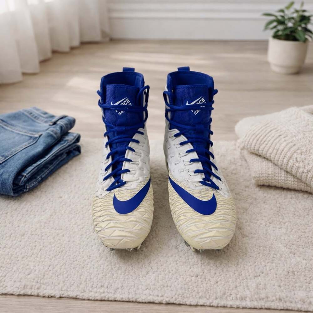 Nike Force Savage Elite TD Football Cleats White Blue AJ6603-106 12.5